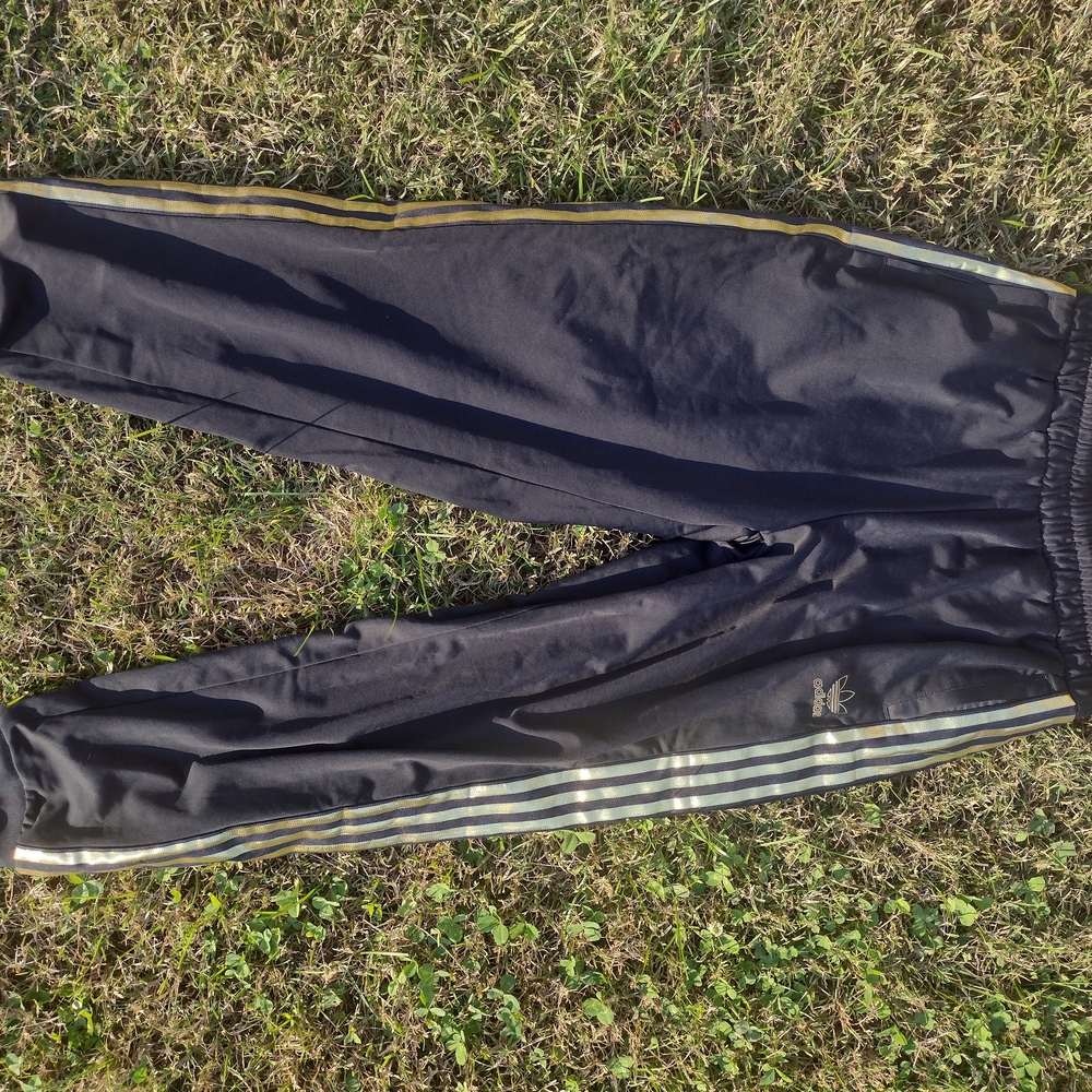 Black Track Pants with Yellow and Gray Stripes - Picture 6 of 7